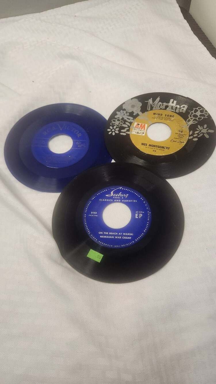 Set of 3 Vintage 45 RPM Vinyl Records (Wes Montgomery, Al Goodman, and Seeburg E